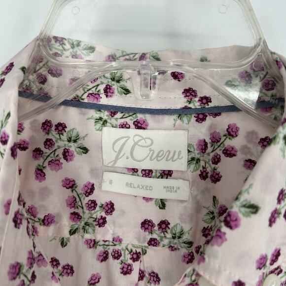 J Crew Womens Relaxed Fit Poplin Button Up Shirt Pink Floral Long Sleeve Size 6 - Picture 8 of 10